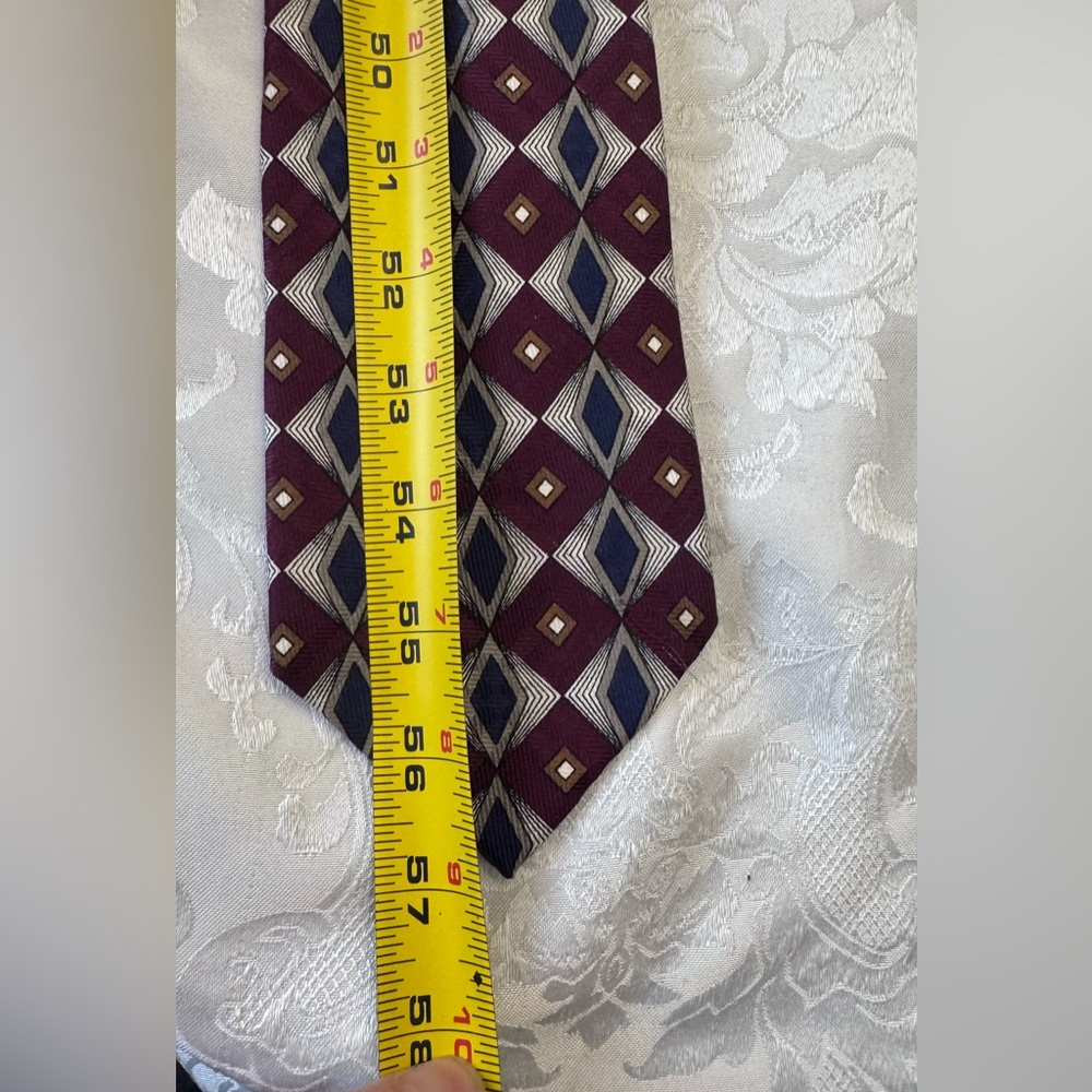 Robert Talbott Studio Maroon Blue Diamond Silk Tie Paisley USA Old Money Dapper - Picture 7 of 9
